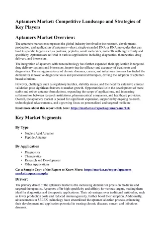 aptamers market competitive landscape