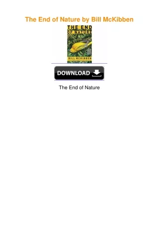 The End of Nature by Bill McKibben
