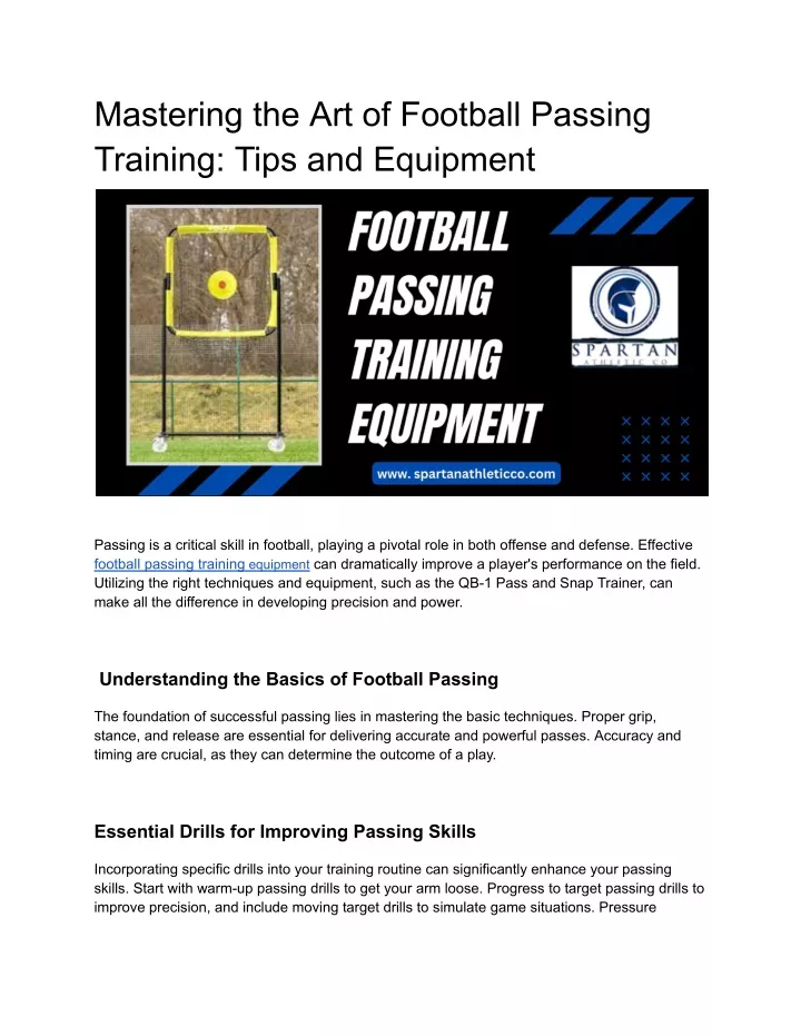 mastering the art of football passing training