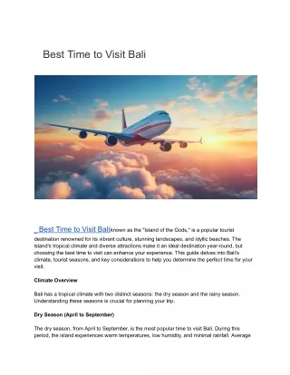 Best Time to Visit Bali