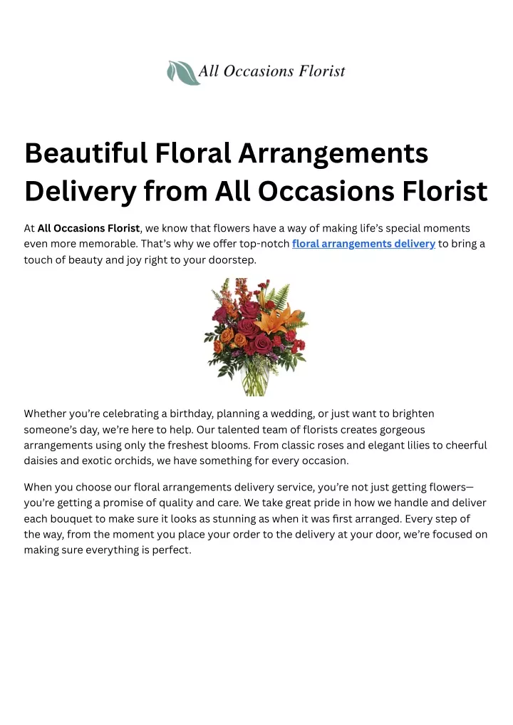 beautiful floral arrangements delivery from