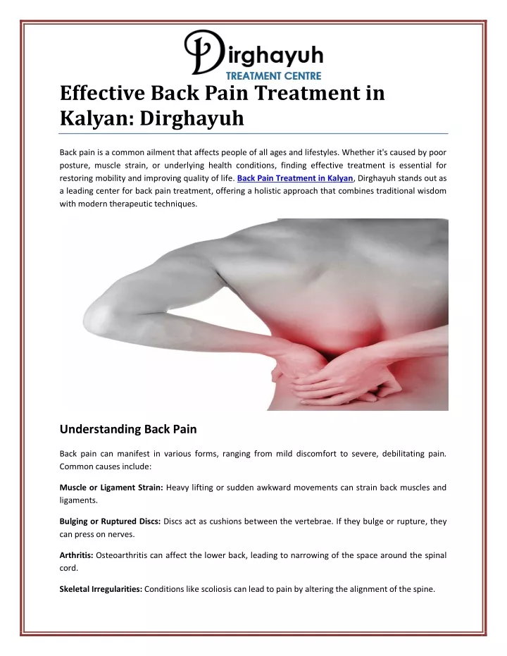 effective back pain treatment in kalyan dirghayuh