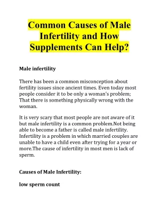 Common Causes of Male Infertility and How Supplements Can Help?