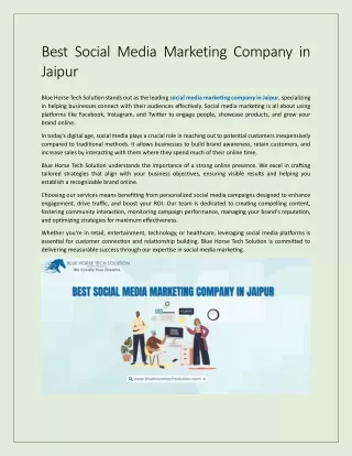 Best Social Media Marketing Company in Jaipur