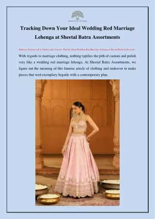 Tracking Down Your Ideal Wedding Red Marriage Lehenga at Sheetal Batra Assortments