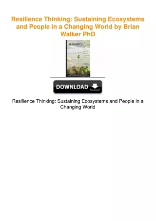 Resilience Thinking: Sustaining Ecosystems and People in a Changing World