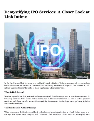 demystifying ipo services a closer look at link