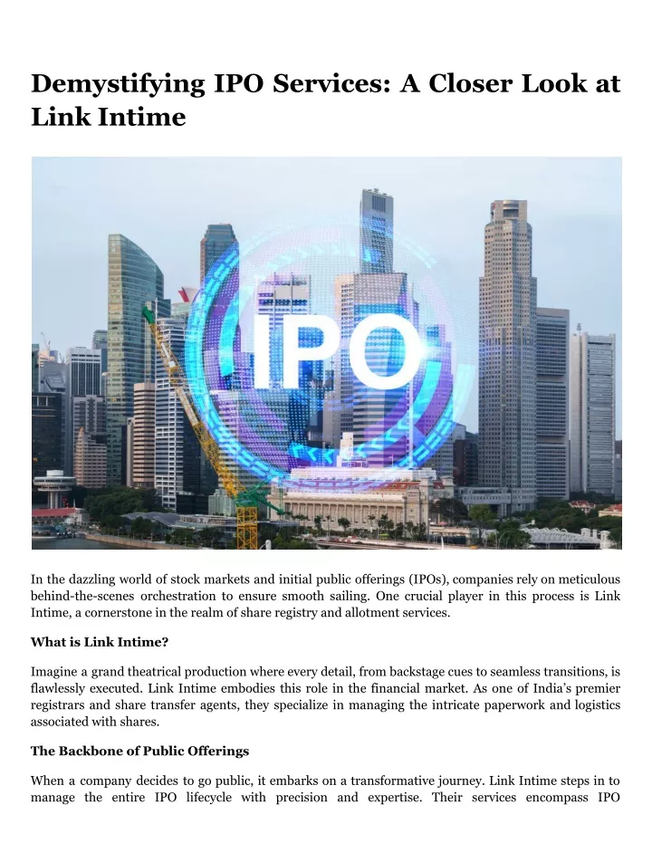 demystifying ipo services a closer look at link