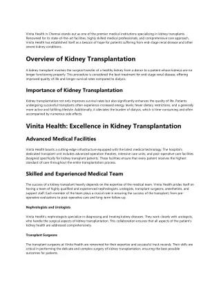 Kidney Transplant Hospital in Chennai