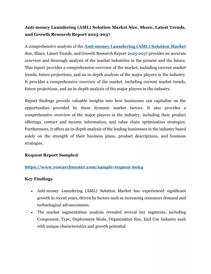 anti money laundering aml solution market size