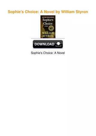 Sophie's Choice: A Novel by William Styron