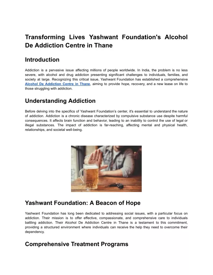 transforming lives yashwant foundation s alcohol