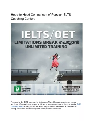 Head-to-Head Comparison of Popular IELTS Coaching Centers