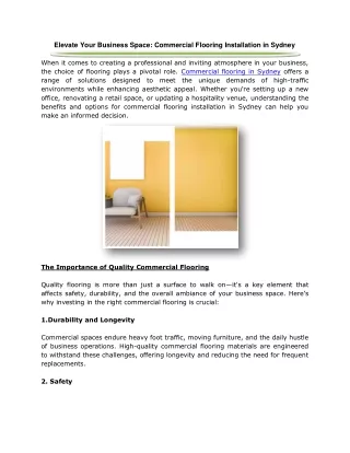 Elevate Your Business Space: Commercial Flooring Installation in Sydney