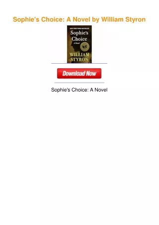 Sophie's Choice: A Novel by William Styron