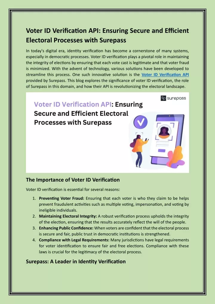 voter id verification api ensuring secure