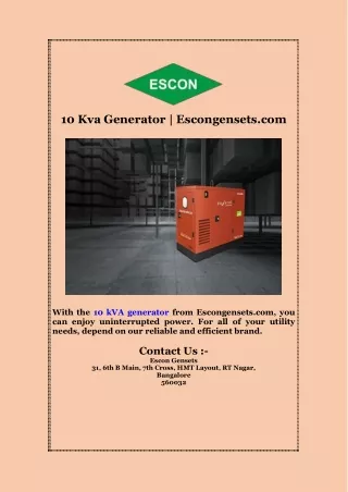 10 kva generator escongensets com