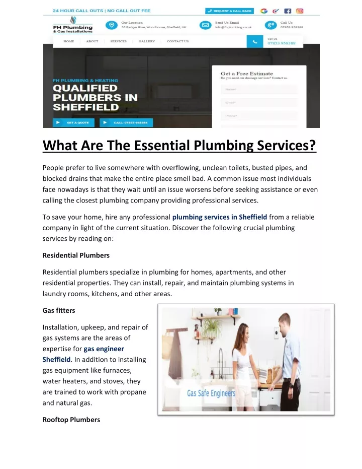 what are the essential plumbing services