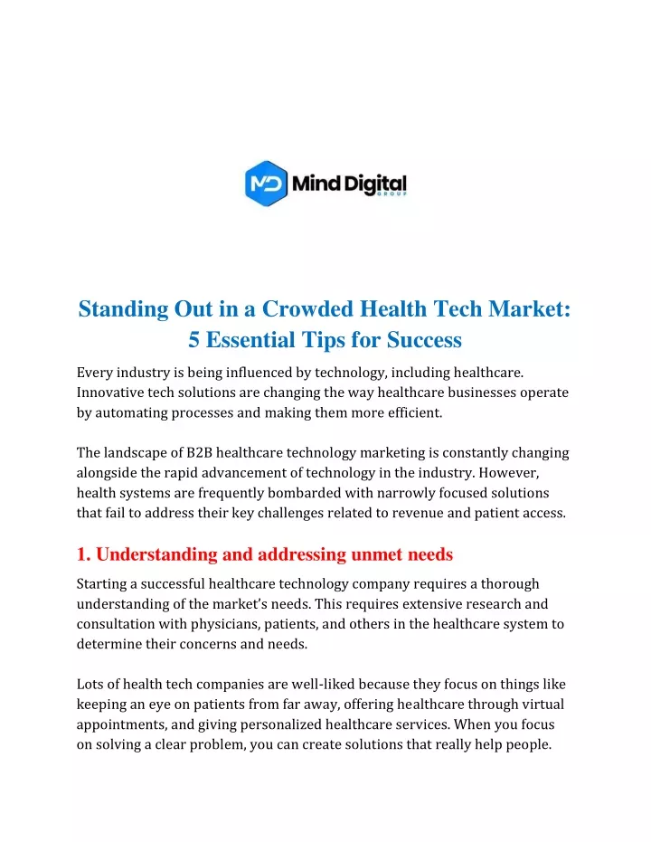 standing out in a crowded health tech market