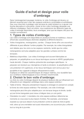 guide d achat et design pour voile d ombrage dans