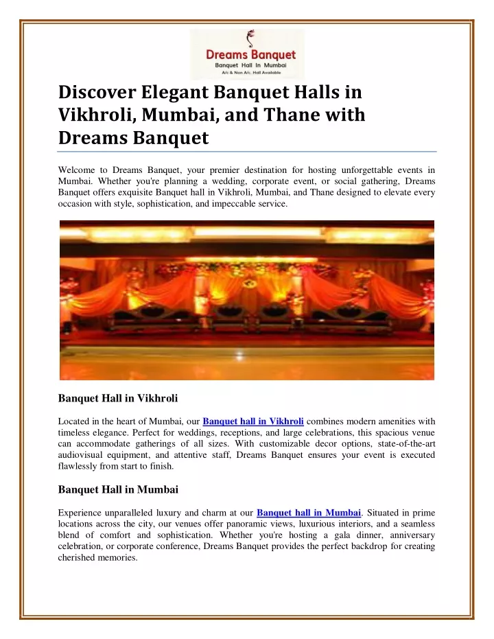 discover elegant banquet halls in vikhroli mumbai