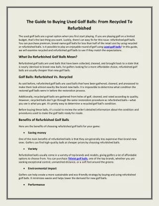 The Guide to Buying Used Golf Balls From Recycled To Refurbished