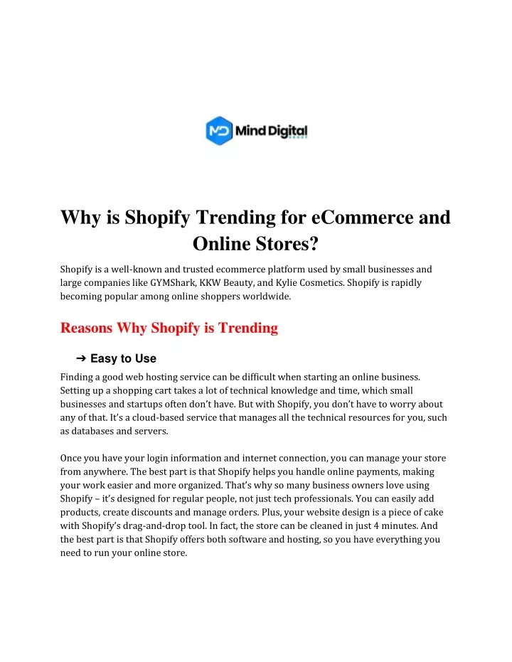 why is shopify trending for ecommerce and online