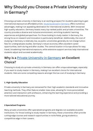 Why Should you Choose a Private University in Germany (1)