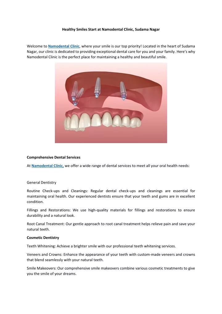 healthy smiles start at namodental clinic sudama