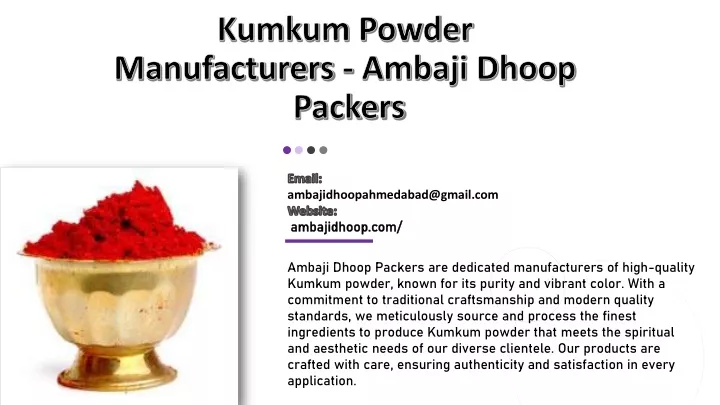 kumkum powder manufacturers ambaji dhoop packers