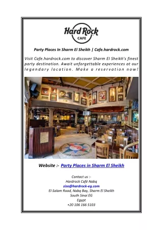 Party Places In Sharm El Sheikh  Cafe hardrock.com