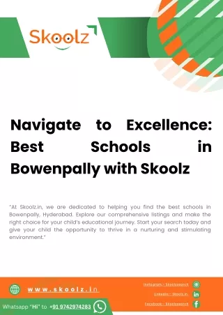 Navigate to Excellence Best Schools in Bowenpally with Skoolz