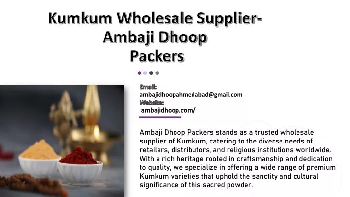 kumkum wholesale supplier ambaji dhoop packers