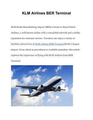 KLM Airlines BER Terminal