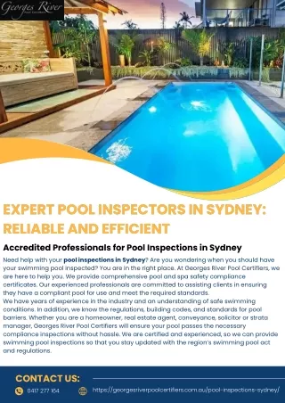 Expert Pool Inspectors in Sydney Reliable and Efficient