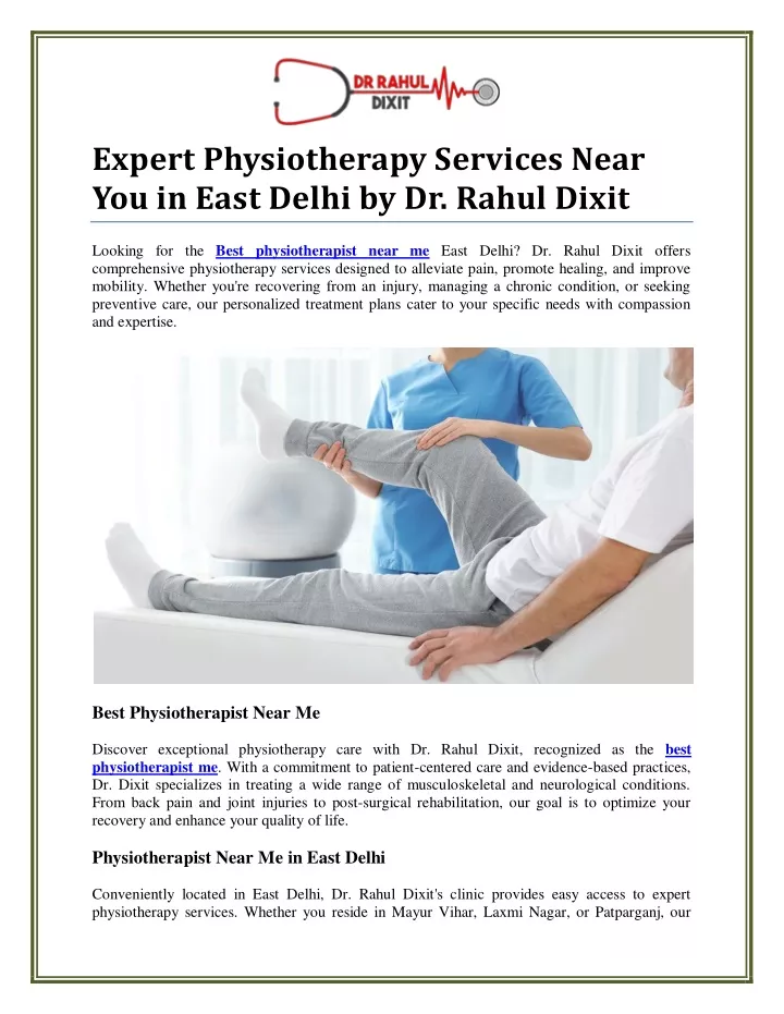 expert physiotherapy services near you in east