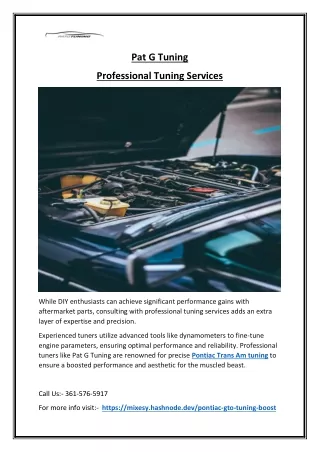 Tuning a Pontiac Trans Am to Increase Power & Performance