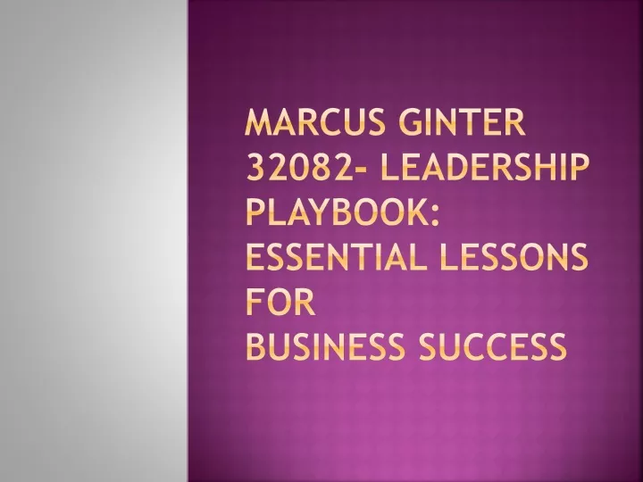 marcus ginter 32082 leadership playbook essential lessons for business success