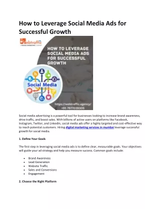 How to Leverage Social Media Ads for Successful Growth