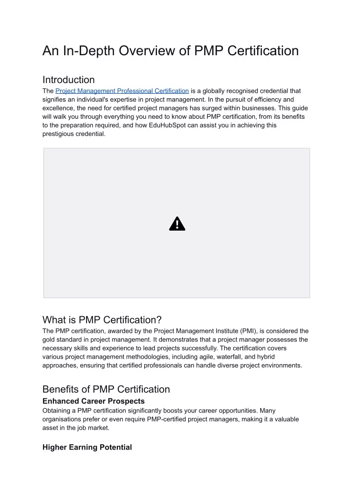 an in depth overview of pmp certification