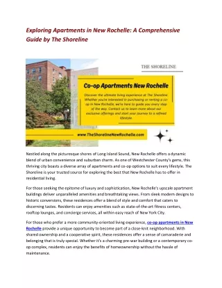 Exploring Apartments in New Rochelle A Comprehensive Guide by The Shoreline