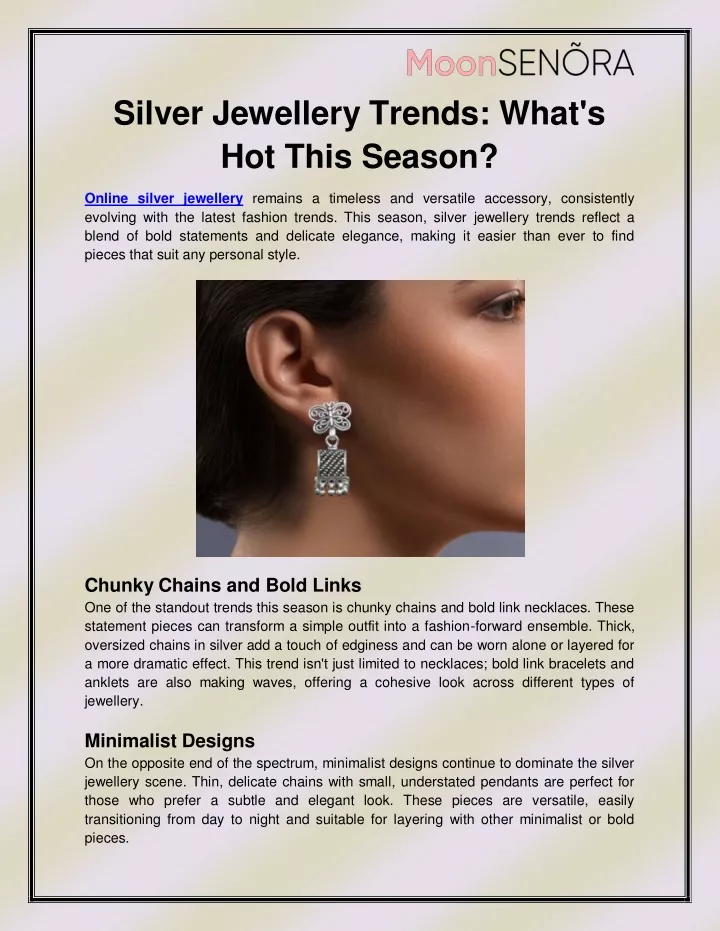 silver jewellery trends what s hot this season