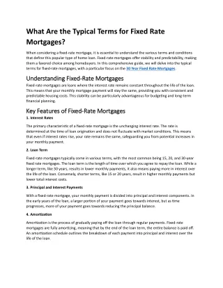 what are the typical terms for fixed rate
