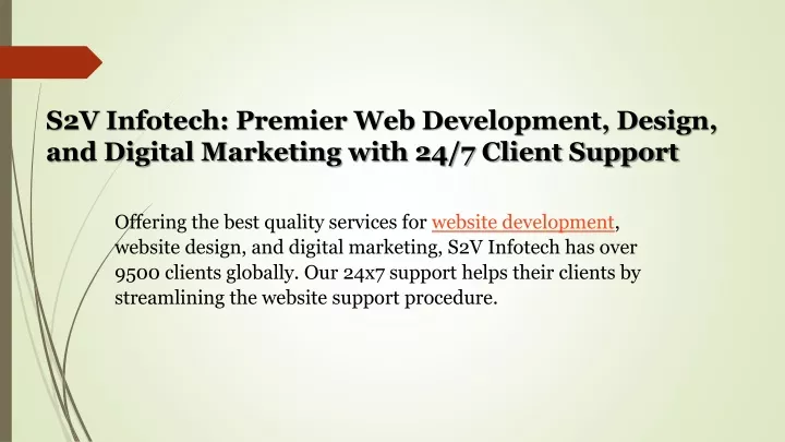 PPT - S2V Infotech Web Development, Design, Digital Marketing ppt ...