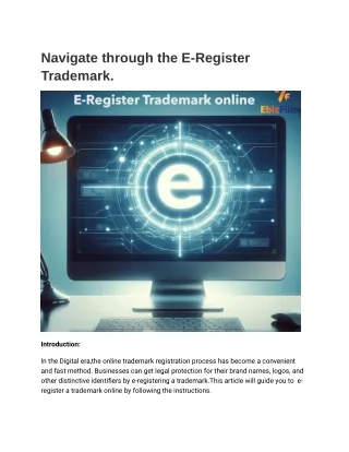 Navigating Through the E-Register Trademark online