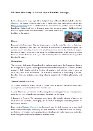 dhankar monastery a sacred hub of buddhist