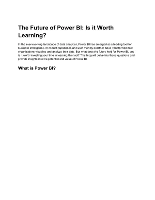 the future of power bi is it worth learning