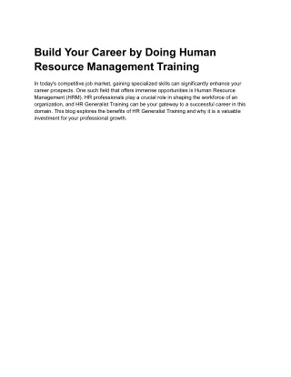 build your career by doing human resource