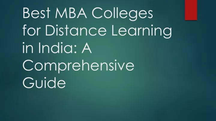 PPT - Best MBA Colleges For Distance Learning PowerPoint Presentation ...