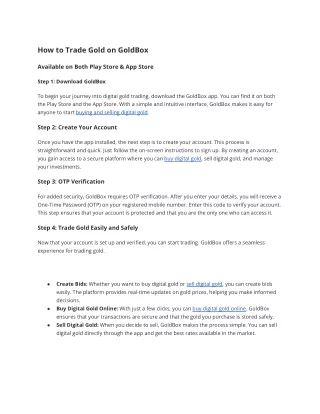 How to Trade Gold on GoldBox_